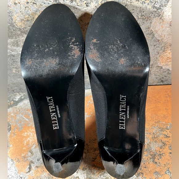 ELLEN TRACY Heels Womens Size 10 M Black Patent Leather Peep Toe Stilettos EUC - Picture 8 of 8